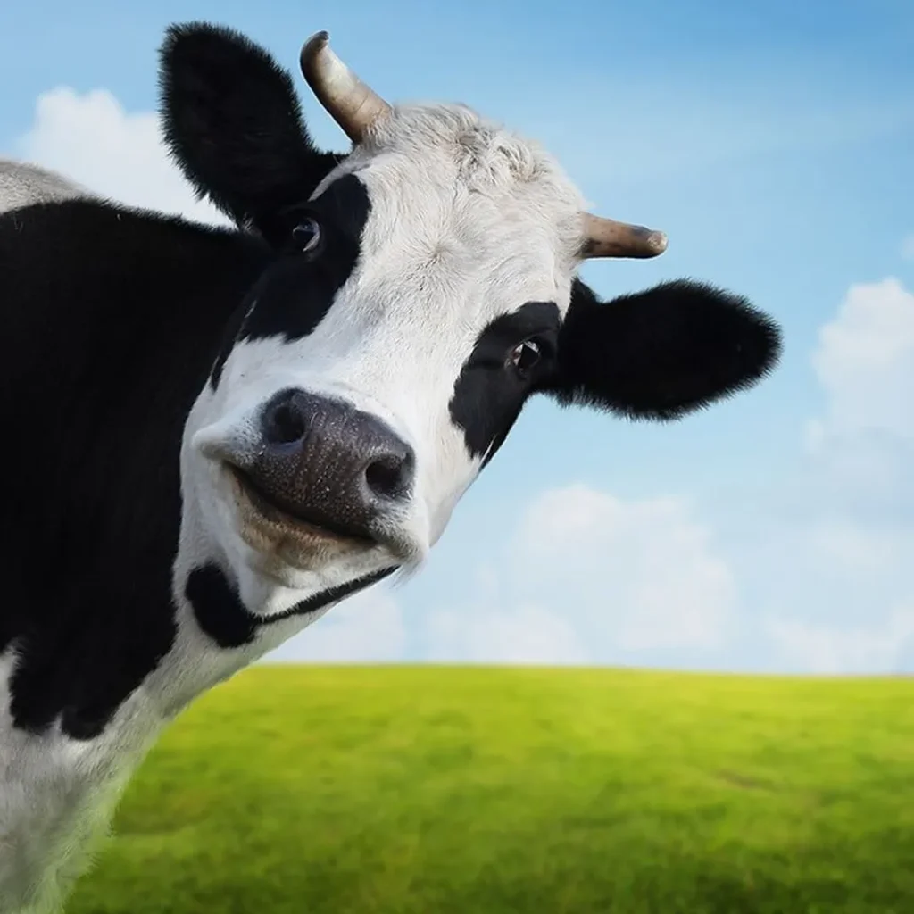 A black and white cow